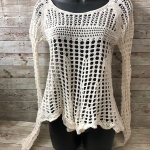 Free People Crocheted Ivory Sweater Size XS
